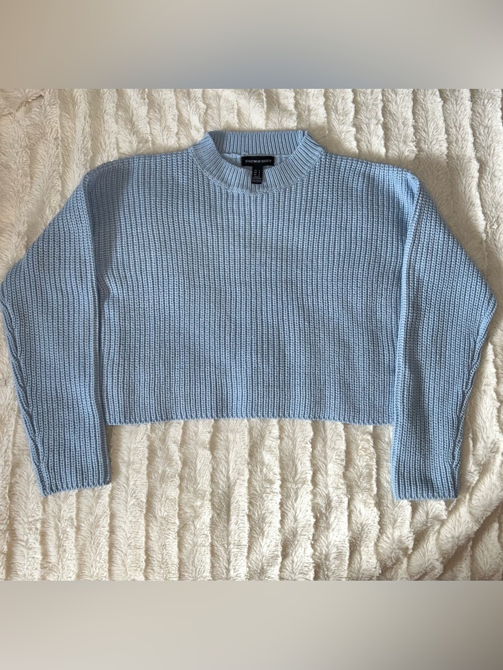 Streetwear Society Light Blue Cropped Crewneck Sweater